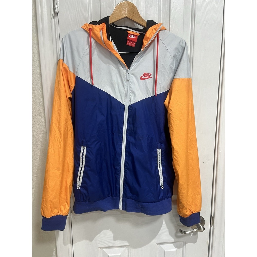 Nike Men's Sportswear Windrunner/Windbreaker Track Jacket-Blue Red Grey & Orange